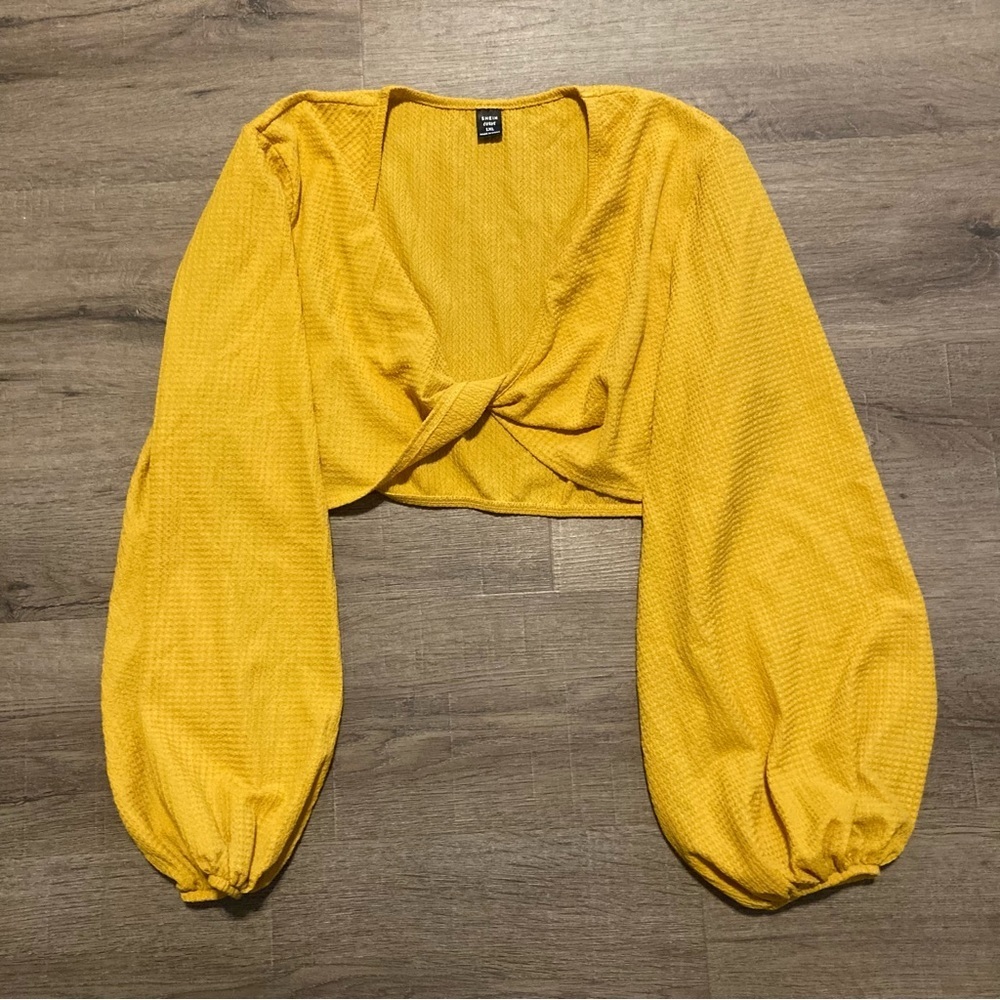 Shein Yellow Crop Top Shrug 1X and Long Slit Skirt 3X Set NWOT (fits 14 16 18)